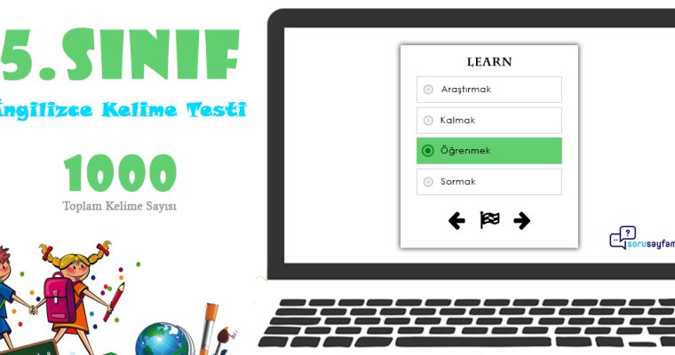 5.Sınıf İngilizce Tüm Konular Kelime Testi