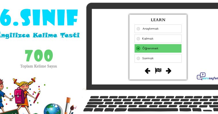 6.Sınıf İngilizce Tüm Konular Kelime Testi