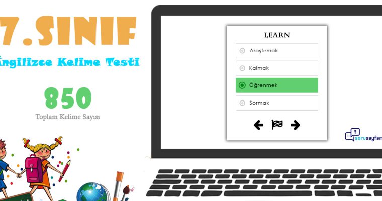 7.Sınıf İngilizce Tüm Konular Kelime Testi