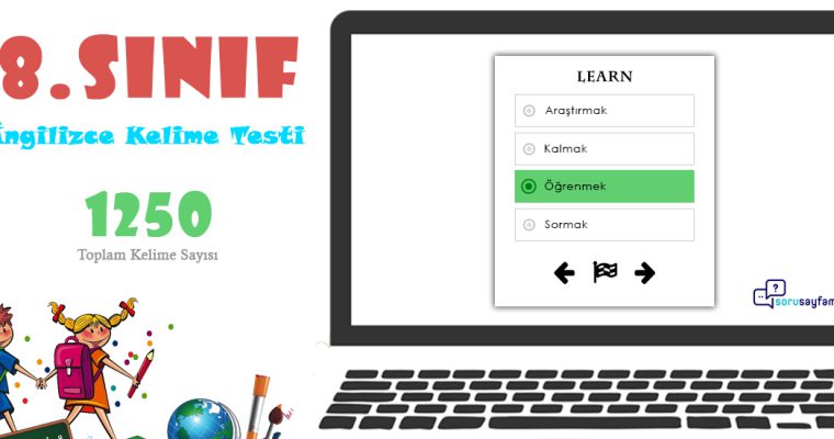 8.Sınıf İngilizce Tüm Konular Kelime Testi